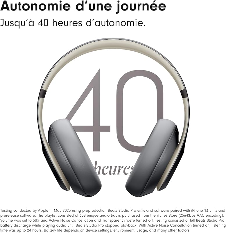 Studio Pro - Casque sans fil avec Bluetooth et Réduction du bruit - Audio spatial personnalisé, Compatibilité Apple et Android - Gris cendre