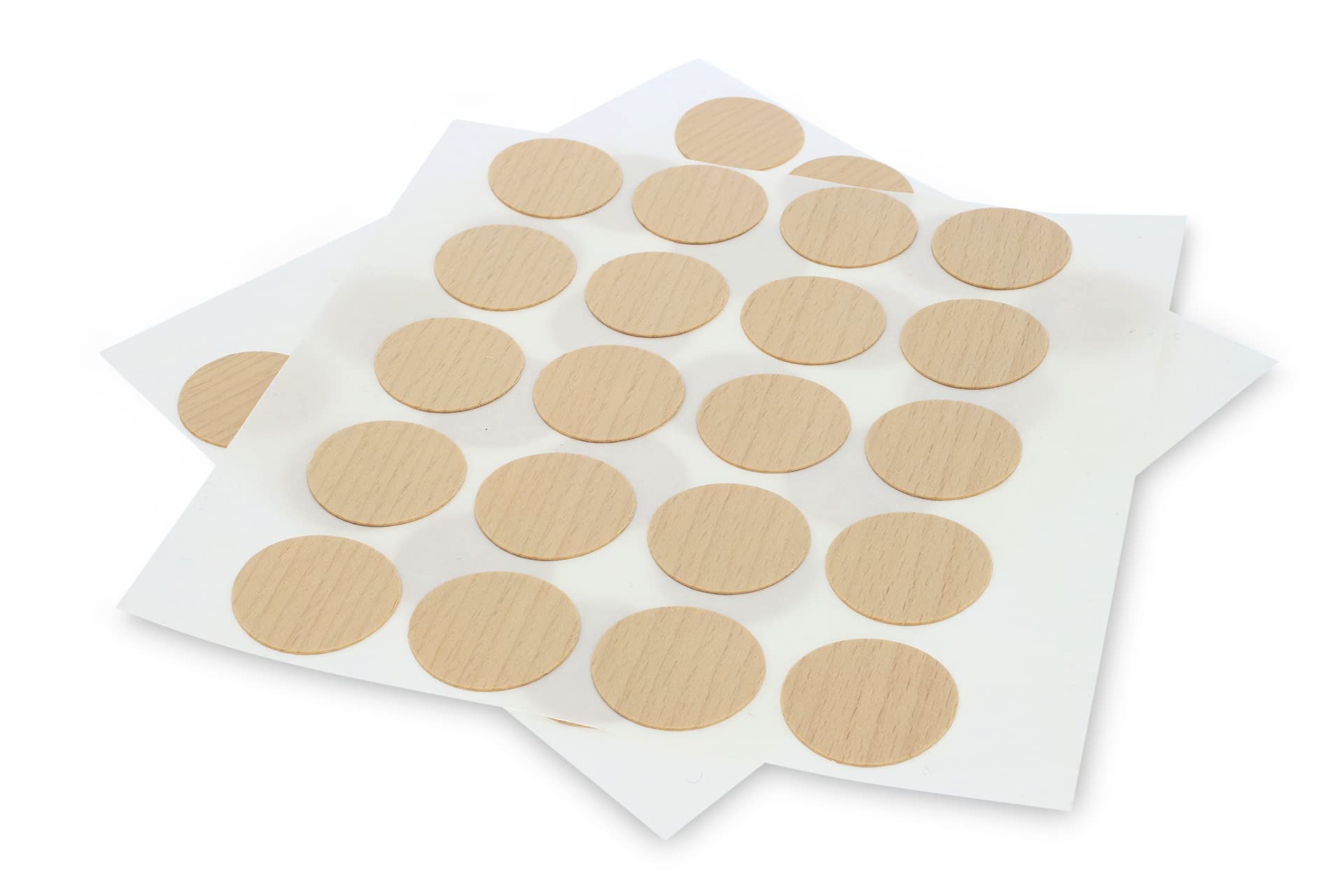 WoodPress® Real Beech Wood, Screw Cover Caps/Hole Covers, Peel & Stick – 25mm – x40 Pieces per Pack – For Furniture Repairs, Can be Varnished or Finished as Desired