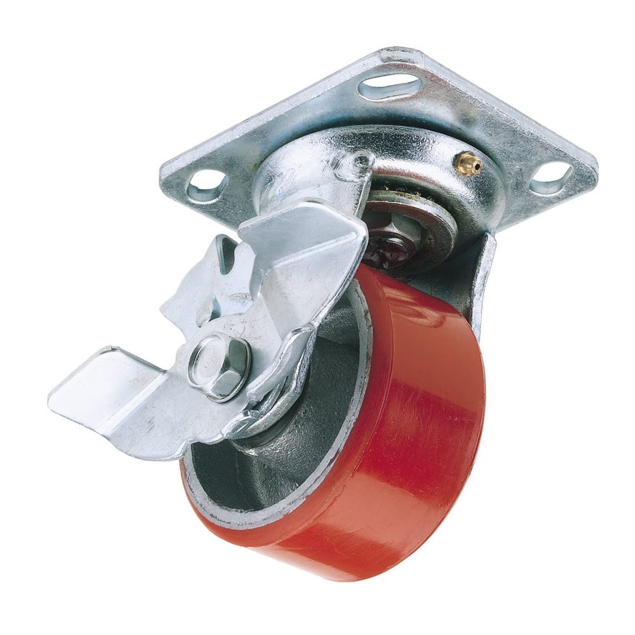 Draper 65527 125 mm-Diameter Polyurethane Castor Swivel Plate with Brake
