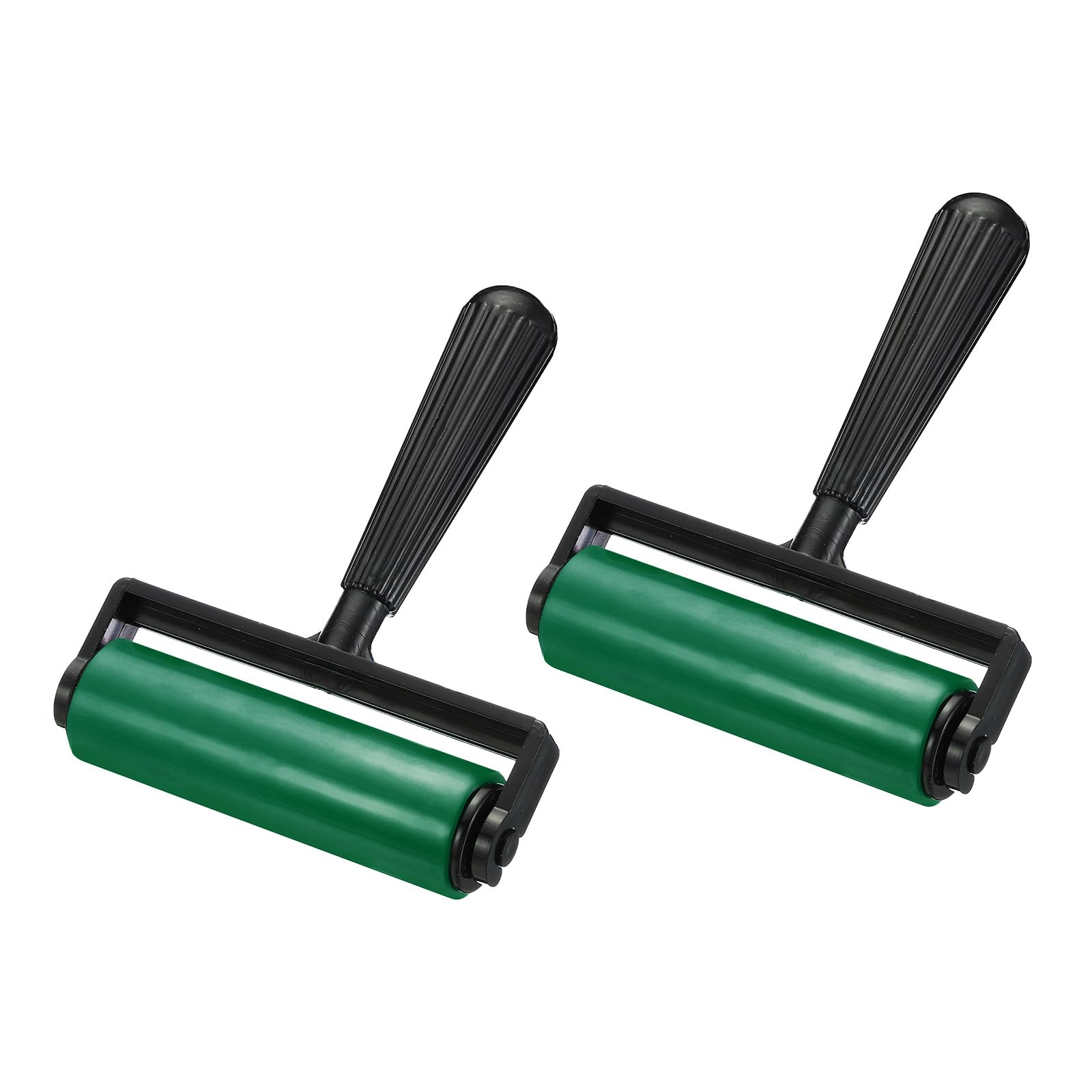 YOKIVE 2 Pcs Rubber Roller Brayer, Printmaking Ink Print Spreading Brush Tool, Great for Art Printing, Craft Stamping (Green 4.5-Inch)