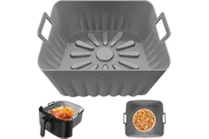 GWYXC Square Air Fryer Liners Silicone, 9 IN 6 to 10 QT Food Grade Reusable Heat Resistant Silicone Air fryer Bowls Inserts Baskets Pots Accessories for COSORI Instant Vortex Air Fryer Oven Microwave