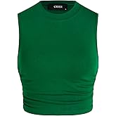 CIDER Crop Tops for Women Mimi Cuttrell Basic Sleeveless Ruched Going Out Summer Casual Ribbed Tank Top