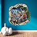 Wall Decor Stickers 3D Dinosaur Removable Wall Art Easy Stick&Peel Break The Wall Dinosaur Decals for Kids Boys Girls,19.7 X 19.7 Inch