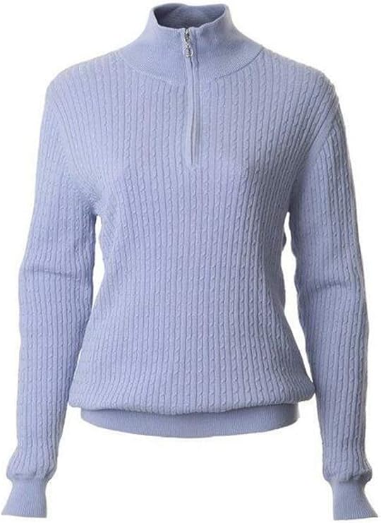 JRB Ladies 100 Cotton Cable Knit 1/4 Zip Neck Golf Sweater Jumper