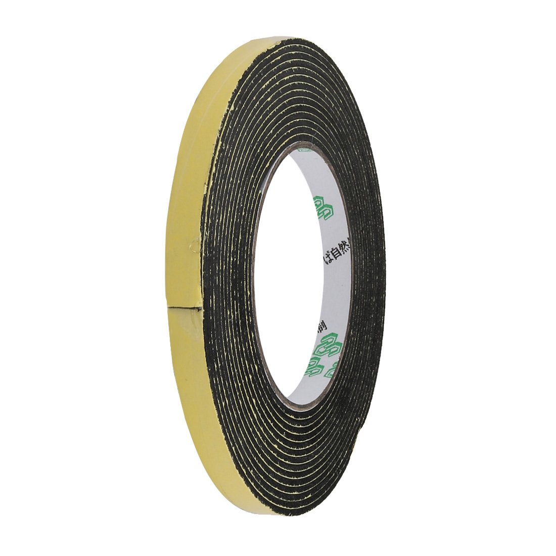 sourcing map Sealing Foam Tape 10mm Wide 5mm Thick 5m/16.4ft Long, Self Adhesive Weather Strip for Window Door Insulation, Yellow Black