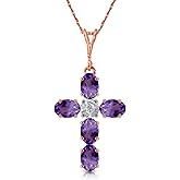 Galaxy Gold GG 14k Rose Gold 18" Necklace with Amethyst Cross Pendant