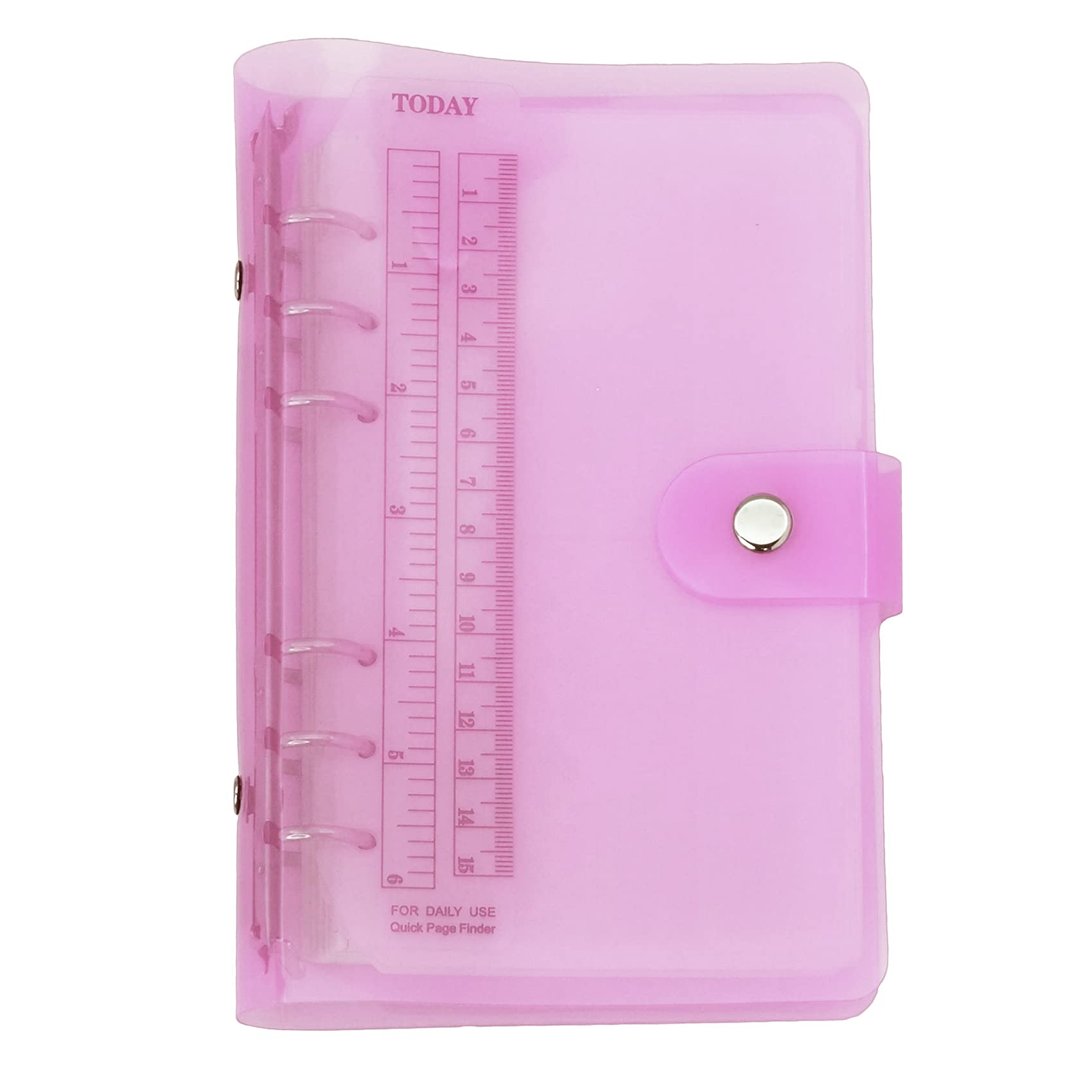 A6 A5 6-Holes Colorful PVC Cover Round Ring View Binder with Snap Button Closure File Folder (Rosebloom, A6 Combo)