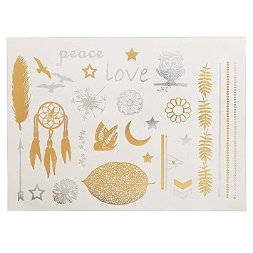 S A V I 3d Temporary Tattoo Golden And Silver Metallic Sticker Big