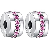 Doyafer 925 Sterling Silver Charms Clips Set Pink 5a Zircon Bracelet Bead Clip 2 Per Pack