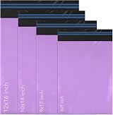 iSOUL 100 Mixed Mailing Poly Bags 6 x9 to 12 x16 Self Seal Purple