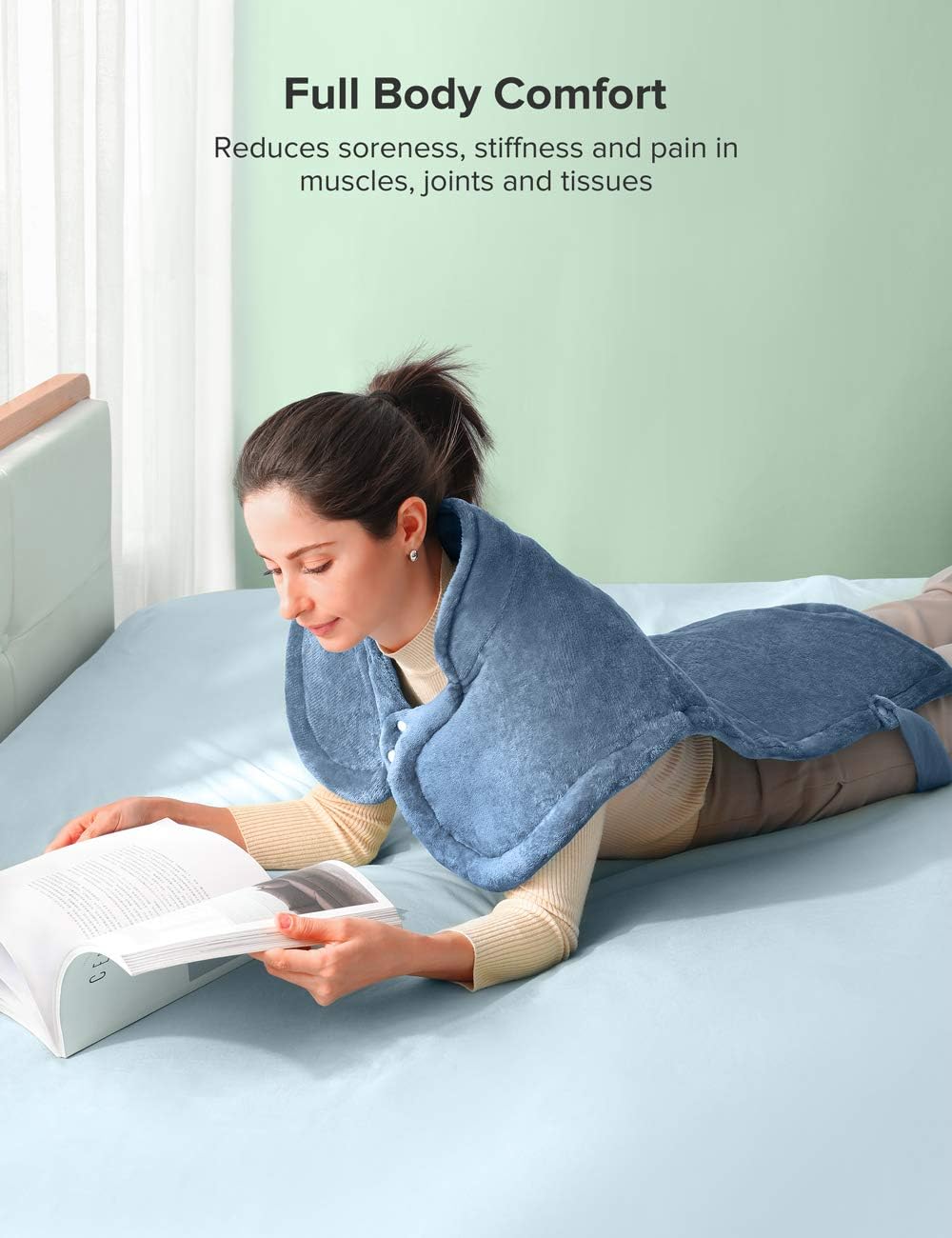 Sable Heating Pad for Neck and Shoulders, 27"x35" Extra Large Full Back Heating Pad for Back Pain and Cramps, 6 Heat Settings for Sport Soreness Relief, 2 Hour Auto Shut-Off, Blue: Health & Personal Care