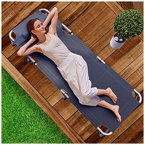 ELTOW Portable Folding Camping Cot Reclining Beach and Pool Lounger