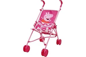 Peppa Pig: Doll Umbrella Stroller - Pink & White Dots - Fits Dolls Up to 24", Easy to Fold for Storage & Travel, for Dolls Pl