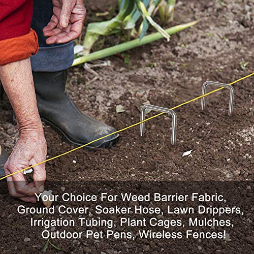 SETROVIC 400Pcs 6-Inch Galvanized Garden Stakes Landscape Staples Fence Stakes - 11 Gauge Landscape Pins for Weed Barrier Fabric, Ground Cover, Soaker Hose, Lawn Drippers, Irrigation Tubing - Thumbnail 4