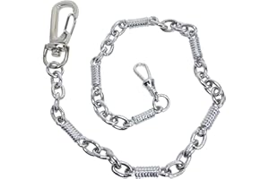 WATCHVSHOP Pocket Watch Chain Albert Chain Silver Color Big Thick Heavy Figaro 14 Inches Curb Link Chain with Large Lobster Clasp Swivel Clasp FC11