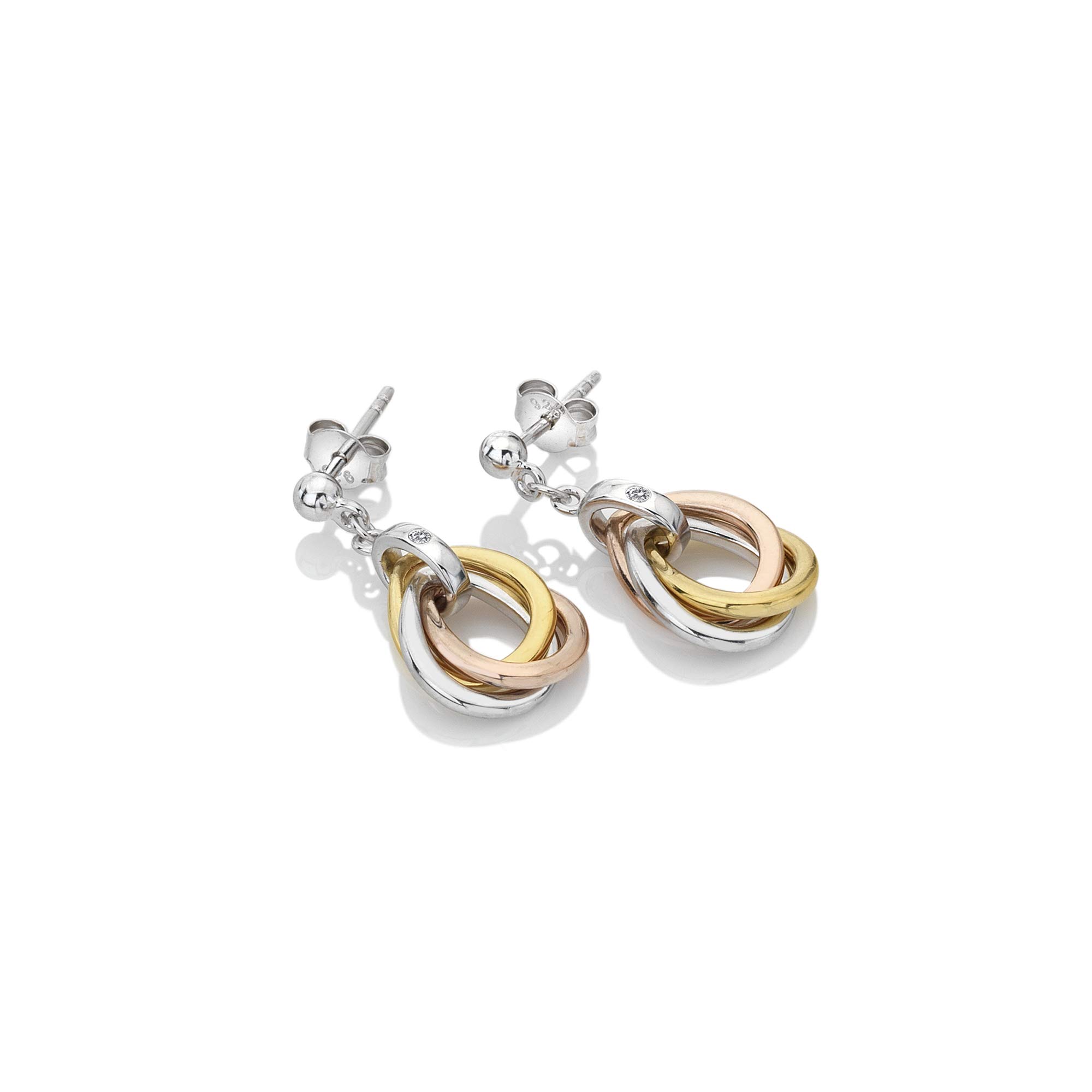 Trio Teardrop Earrings - Rose and Gold Plate Accents
