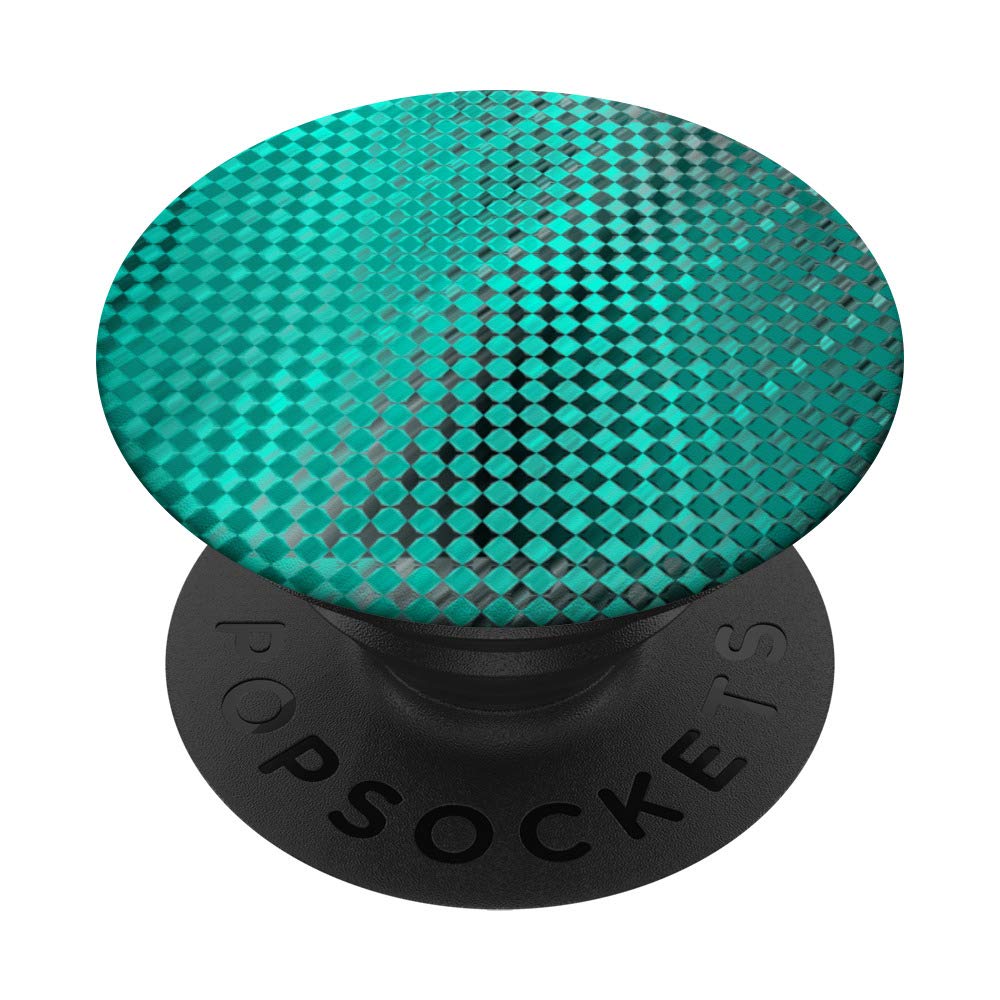 Cute Teal Green & Black Geometric Pattern Phone Grips Shaped PopSockets PopGrip: Swappable Grip for Phones & Tablets