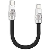 chubbycable Cute Chubby 240W Short USB-C Cable Power Bank Fast Charging Cable Silicone Charger Cord Compatible with iPhone 17-15 Series iPad, Black, Type-C to Type-C, 20 inch