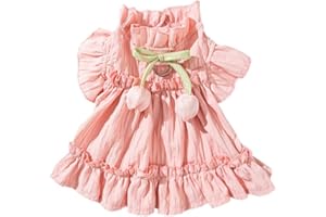 BIECWIAY Adorable Ruffles Dog Dress with Bow Cute Pet Clothes for Small Medium Dogs Summer Pet Skirt Soft Breathable