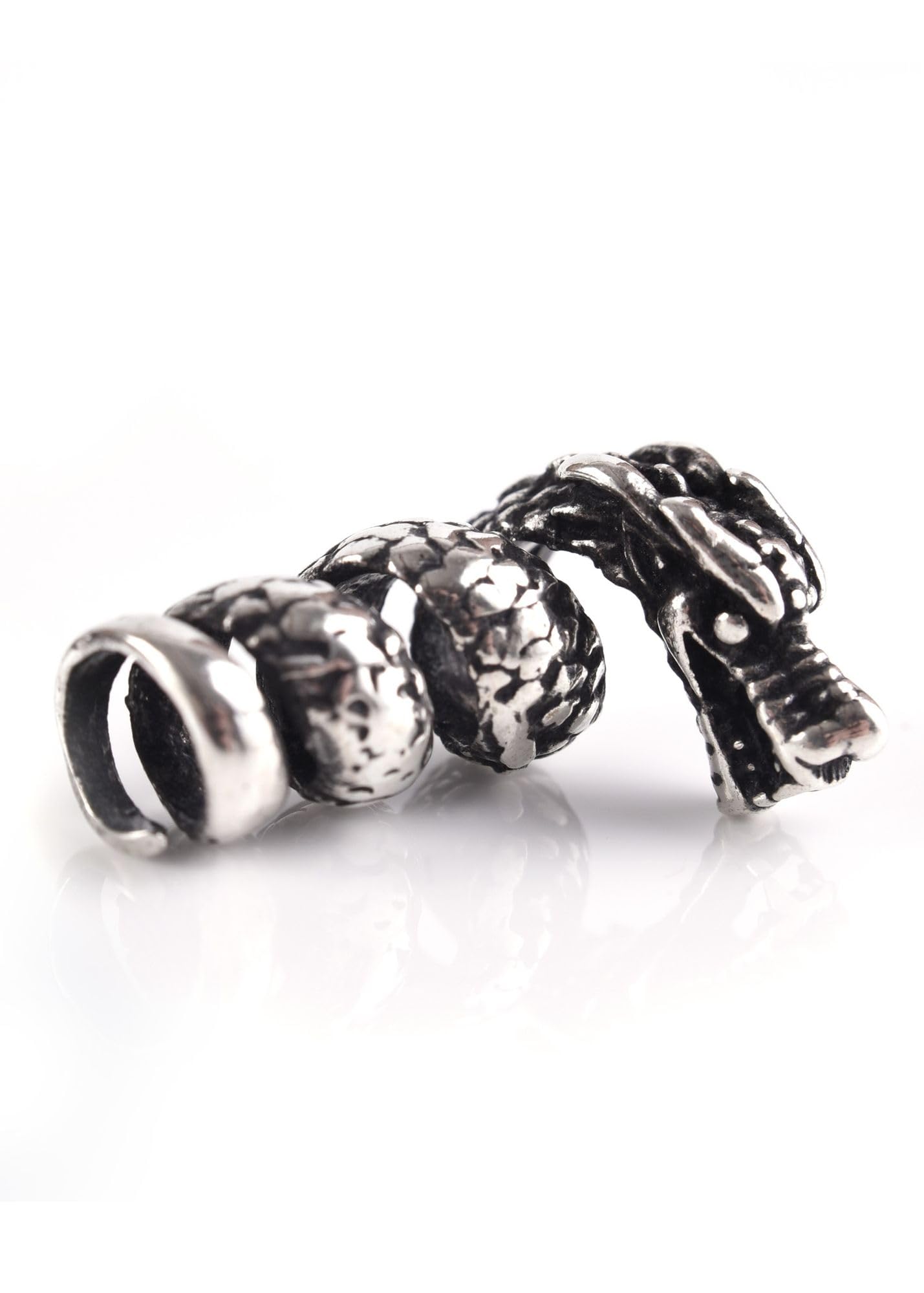 Dreadlocks Bead Viking Dragon Design 6 mm Inner Diameter Genuine Silver