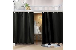 zxmbeddings Bunk Bed Curtains Solid Blackout Cloth Students Single Sleeper,2 Panels,Black
