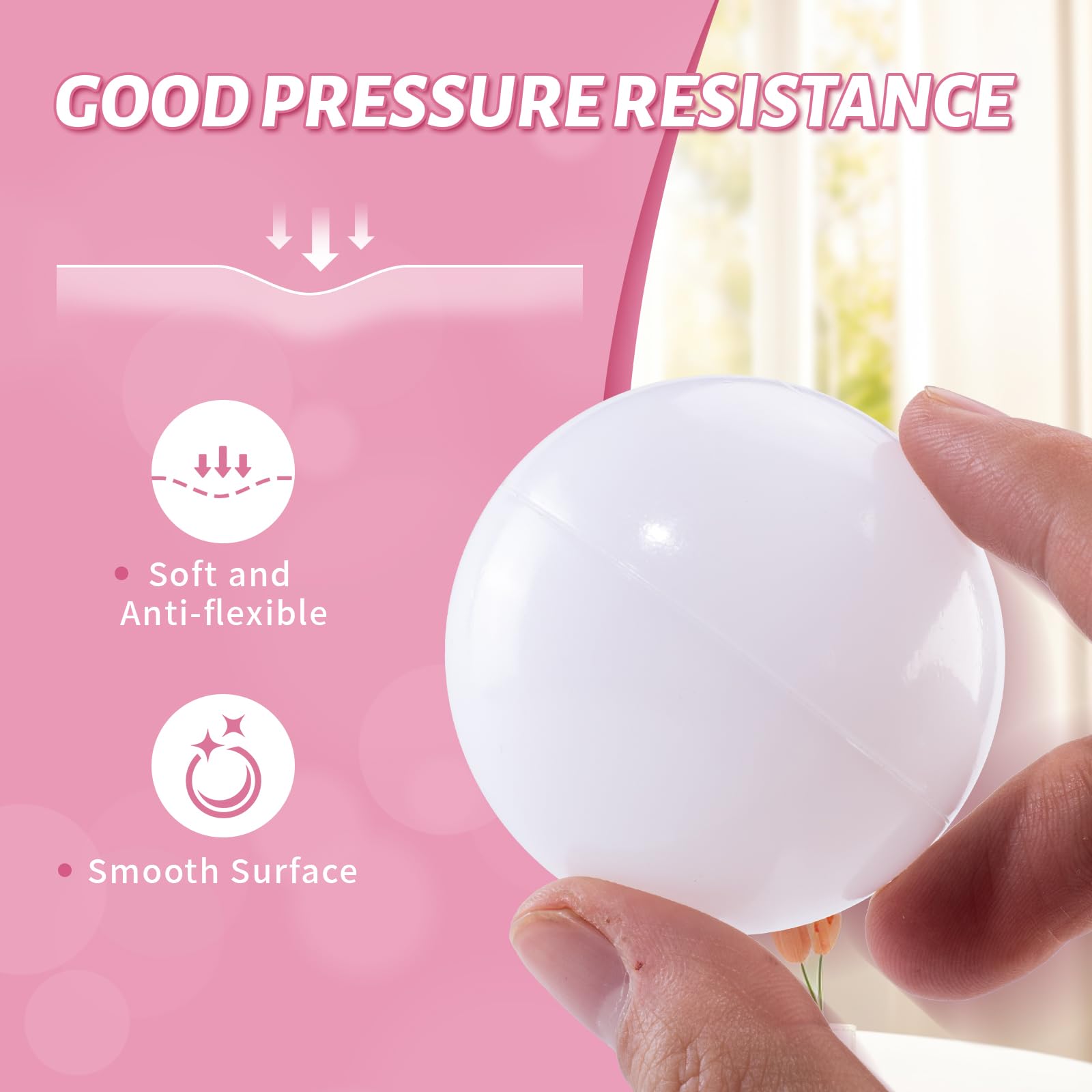 Thenese Ball Pit Balls for Kids, Pool Toys Thicken Soft Plastic Balls for Ball Pit BPA Free Toddler Toy White Clear and Pink 100pcs
