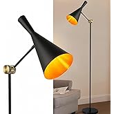 Modern Industrial Floor Lamp For Bedroom, 64'' Adjustable Gold Inner Shade Tall Floor Lamp For Office, Living Room, Skinny Co