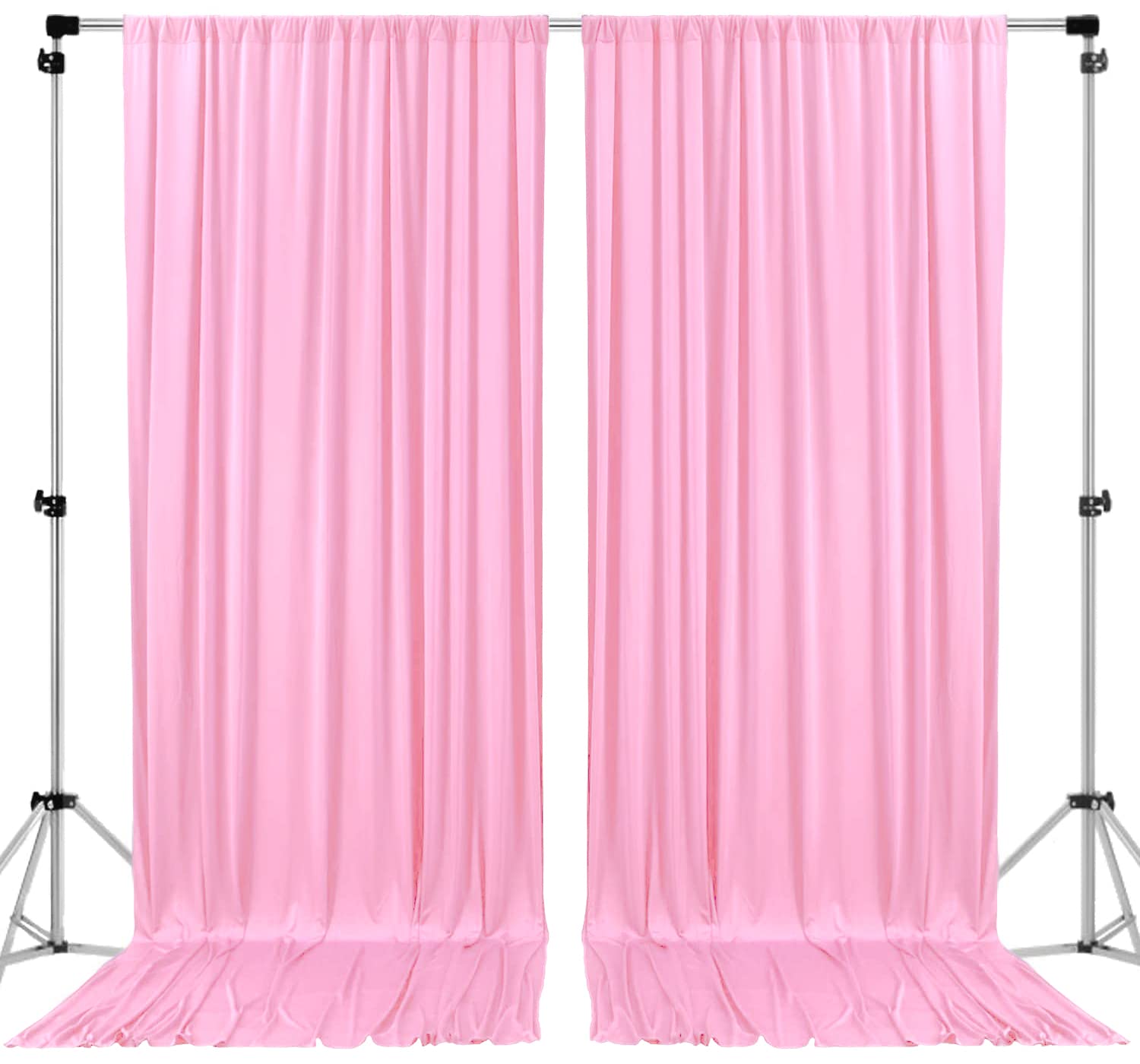 10 feet Wide x 12 feet Long IFR Polyester Backdrop Drapes Curtains Panels with Rod Pockets - Wedding Ceremony Party Home Window Decorations - (Pink)