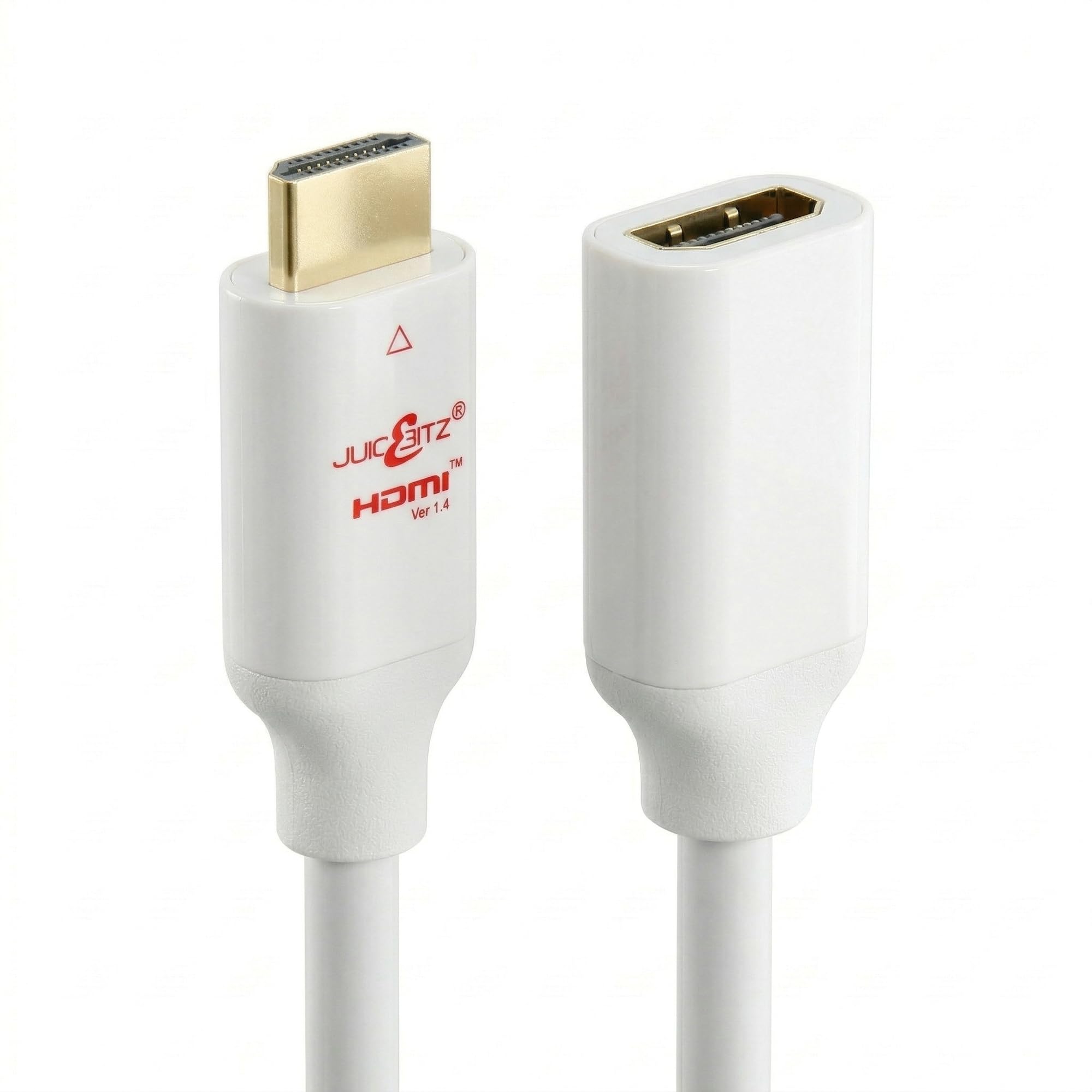 JuicEBitz 4K HDMI Extension Cable 5m, Male to Female High Speed 4k/30fps, 1080p/120fps/144fps. CEC, ARC, Ethernet v1.4 HDMI Lead Compatible with PS4, Xbox, Sky, Projector, Laptop/PC, [5m Long, White]