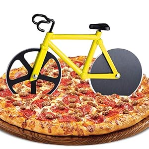 ZAWTR Bicycle Pizza Cutter, Bike Pizza Cutter Novelty Pizza Wheel Slicer, Dual Stainless Steel Pizza Knife Super Sharp…
