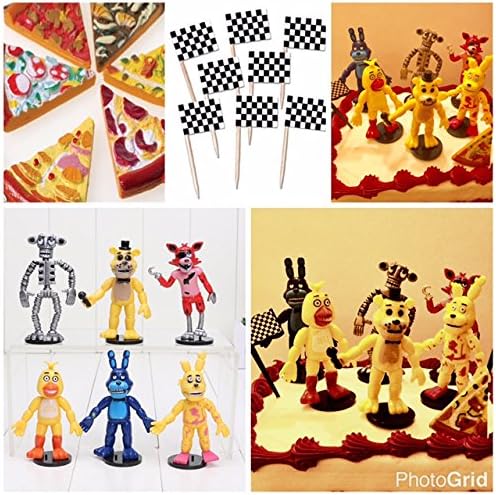 FNAF Inspired Cake Topper with Pizza Slice and Figures Five Night's at Freddy's