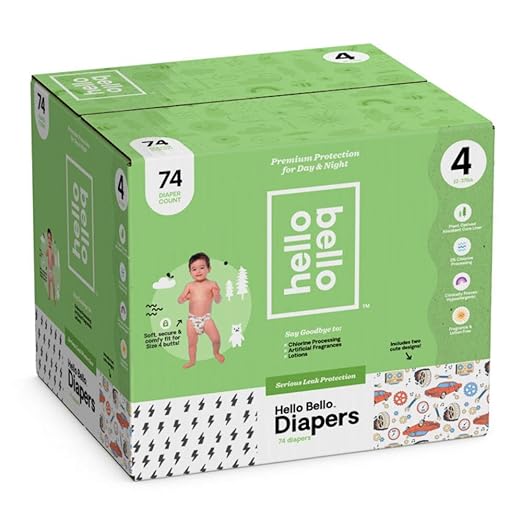 Hello Bello Diapers Club Box Bolt Babes/Engine Revvers (Size 4, 74 ct