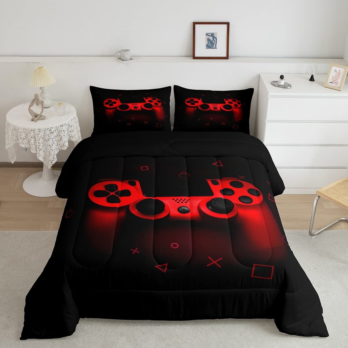 Boys Gamer Comforter Set King Size,Gamepad Bedding