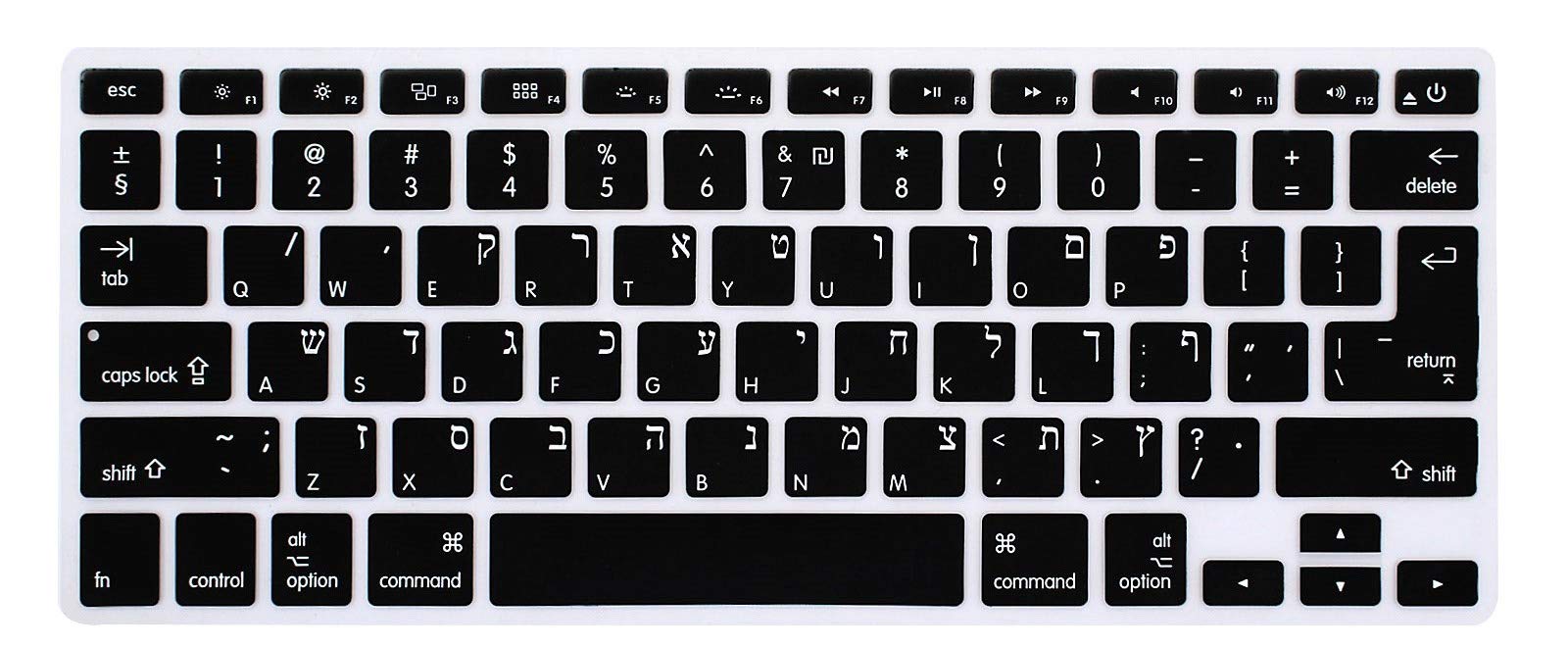 MMDW Hebrew Language Silicone Keyboard Cover for MacBook Pro 13" 15" 17" (with or w/out Retina Display) Silicone Skin for iMac Older for MacBook Old Air 13",USA and European Version