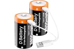 (8800mWh) Rechargeable D Batteries, New Upgrade High Capacity Lithium D Cell Battery Replacement for Floodlight, Electronic T