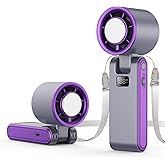 Betunich Portable Handheld Fan, (1-100) Speed Adjustable 3000mAH Rechargeable Personal Air Turbo Fan with Cooling Tech for Outdoor Activities/Travel/Working (Purple-Grey)