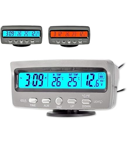Amazon.com: Riloer 12V Multi-Function car Cigarette Lighter LCD Clock,  Indoor Outdoor Car LCD Digital Thermometer, Tempeure Meter Clock Probe  Sensor : Automotive