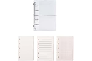 AxeWoodz Clear A8 Binder PP Trifold Binder 5 Rings Loose Leaf Binder Notebook with 120 Sheets A8 Refill Paper (Blank&Grid&Lin