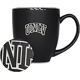 Rico Industries NCAA Nevada–Las Vegas Rebels 15oz Laser Engraved Matte Black Ceramic Bistro Mug - for Hot or Cold Drinks