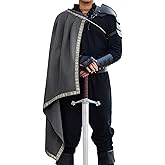 Runcati Mens Renaissance Shawl Half Shoulder Cape Medieval Samurai Cloak LARP Warrior Ren Faire Halloween Costume