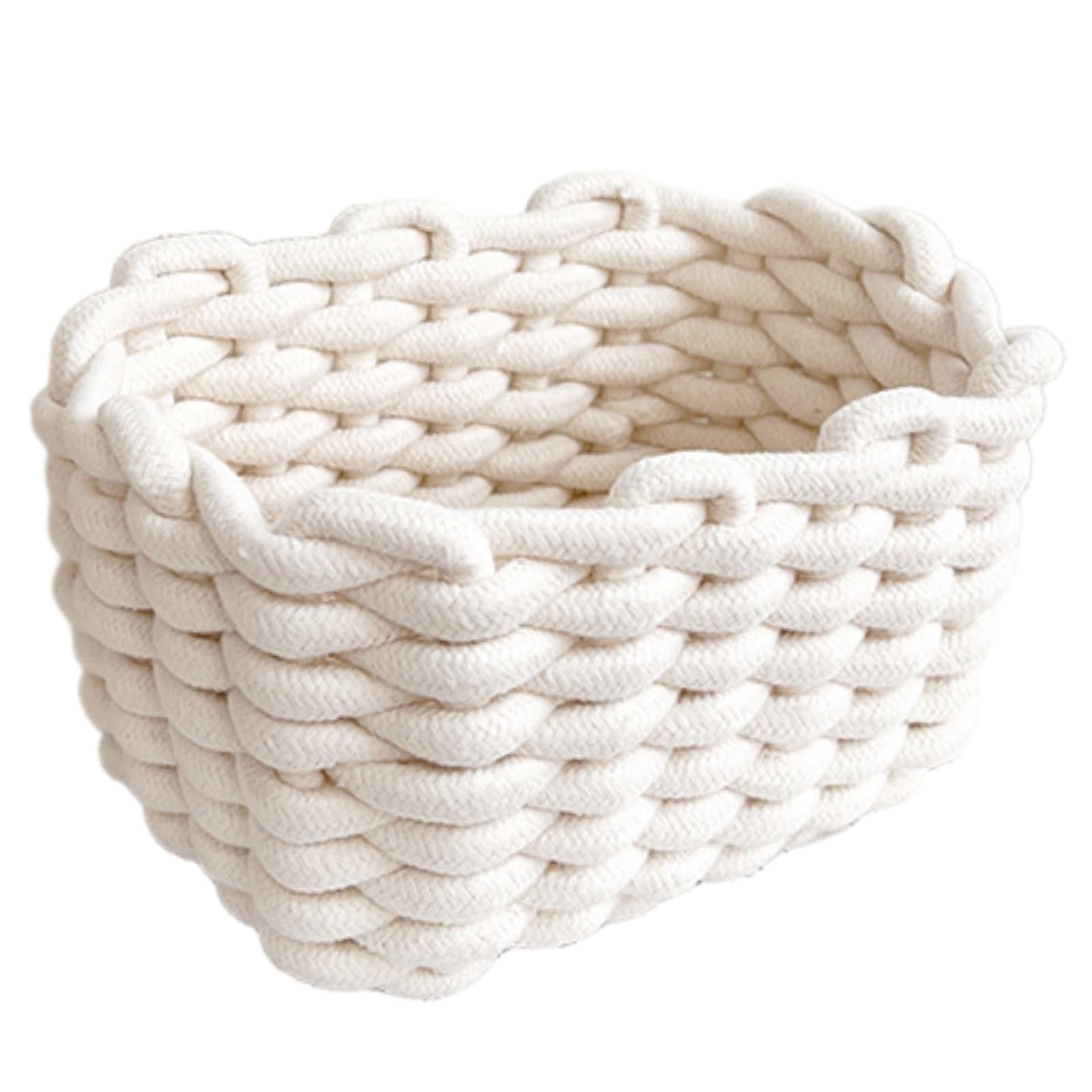 JJQHYC Cotton Rope Basket Woven Storage Baskets White Rope Desktop Basket Organizer Bathroom Storage Baskets for Cupboard Nursery Decor