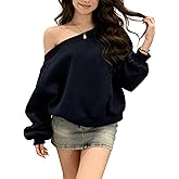 GORGLITTER Women's Off The Shoulder Sweatshirt Oversized Lightweight Long Sleeve Pullover Top Casual Going Out Fall Clothes