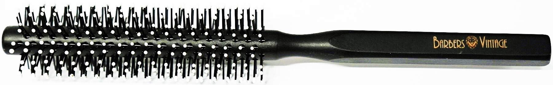 Barbers Vintage Quiff Roller Professional Small Round Styling Brush 24 Rows For Extreme Control - BLACK EDITION