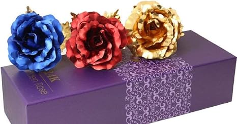 Amazon Morningplace バラ 造花 金箔 薔薇 24k 箱付き 記念日 母の日 プレゼント 贈り物 に ゴールドローズ 造花 オンライン通販