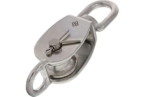 E-RIGGING 1/4" Rope x 1" Sheave Stainless Steel Swivel Eye Block with Bottom Loop