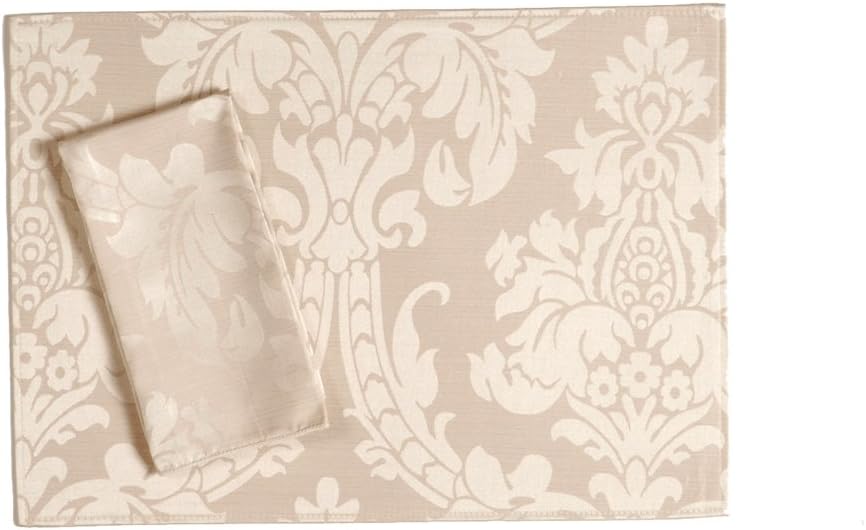 Trendex Home Designs Dunmore 4-Piece Rectangular Placemat Set, Cream
