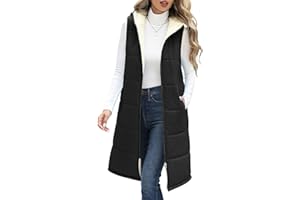 HEEKPEK Womens Fleece Vest Long Sleeveless Hooded Zip Up Jackets Sherpa Warm Fall Winter 2025 Vests Outerwear with Pockets