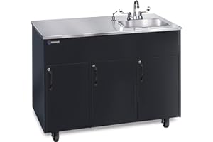 OZARK RIVER PORTABLE SINKS Ozark River Advantage Self Contained Portable Hot Water Handwashing Sink NSF Certified (Stainless Countertop, Black)
