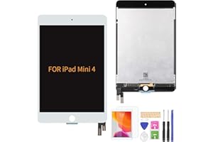 A-MIND for IPad Mini 4 A1538 A1550 7.9" Touch Screen LCD Display Assembly Screen Replacement Parts, Without Home Button Front Panel & LCD Screen Repair,with Free Tool Set + Screen Protector（White）