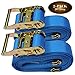 DC Cargo Mall E Track Ratchet Straps Cargo Tie-Downs, (Pack of 2) 2 x 20 Heavy Duty Blue Tie-Down Rachet Straps, Strong Ratchet Strap, E Track Spring Fittings, Tie Down Motorcycle